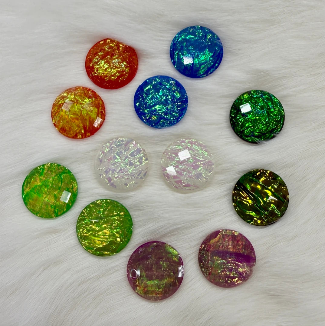 20mm Opal Mix Set Round Shaped, Sew On, Resin Gems Bundle (Sold in 6 Pair Set) Resin Gems
