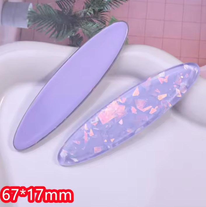 17*67mm Light Purple AB Foil OVAL, Glue on, Resin Gem (Sold in Pair) Resin Gems