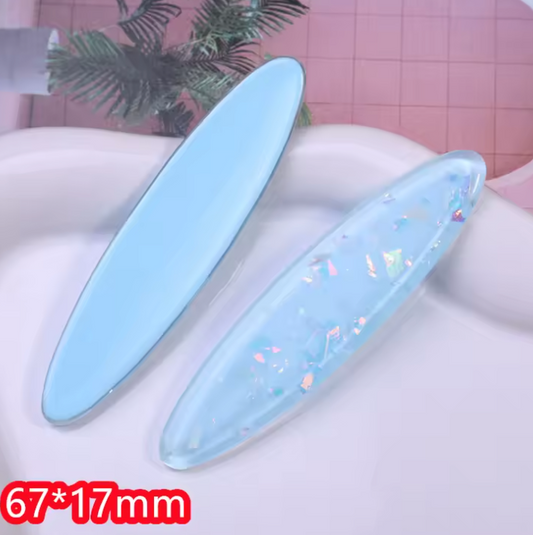 17*67mm Light Blue AB Foil OVAL, Glue on, Resin Gem (Sold in Pair) Resin Gems