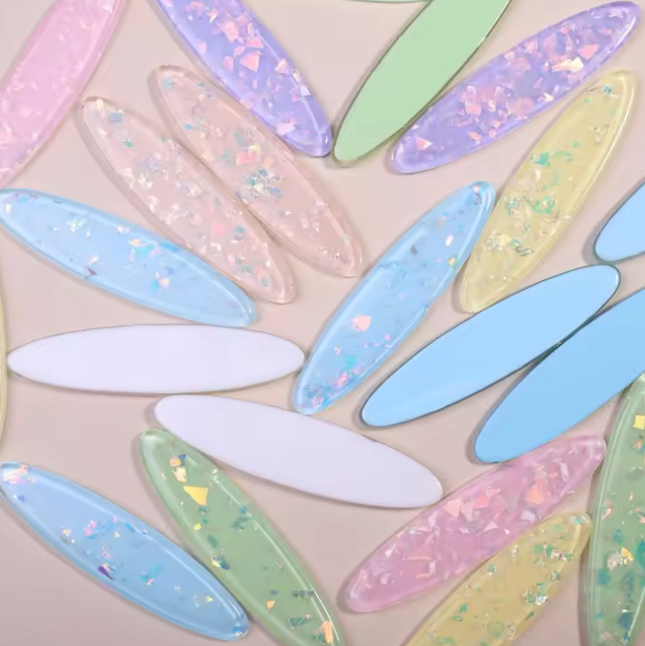 17*67mm Mint Green AB Foil OVAL, Glue on, Resin Gem (Sold in Pair) Resin Gems