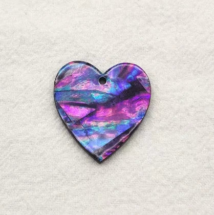 31*31mm Purple Abalone Shell Large Heart shaped, with one hole, Resin Shell Gem (Sold in Pair) Resin Gems