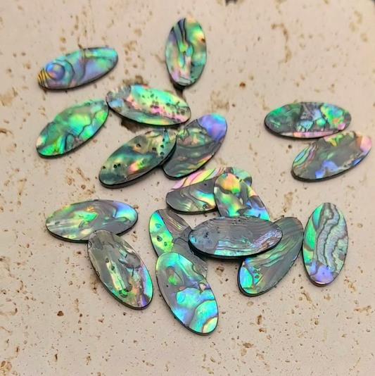 10*20mm Blue- Green Abalone Shell Oval shaped, with one hole, Resin Shell Gem (Sold in Pair)