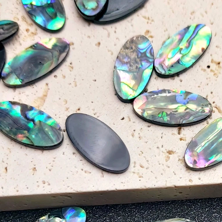 10*20mm Blue- Green Abalone Shell Oval shaped, with one hole, Resin Shell Gem (Sold in Pair) Resin Gems