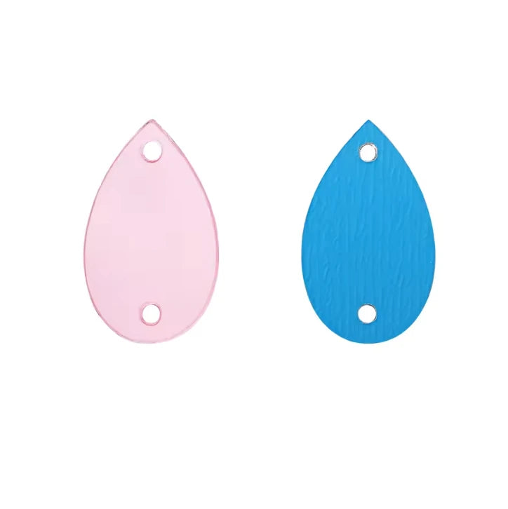 17*28mm Pink Reflective Mirror, Teardrop Shaped, Sew on, Mirror Gem, (Sold in Pair) Resin Gems