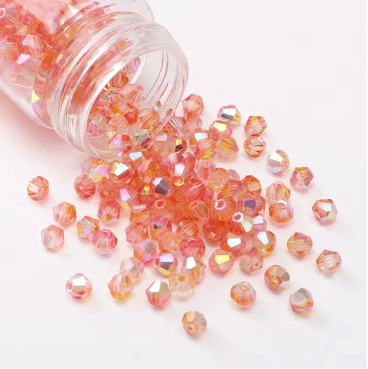 4mm Peach Coral AB Half Plated AB Grade AAA,  Bicone Beads 9g Loose Sundaylace Creations & Bling
