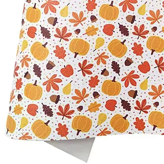 20*30cm Pumpkin Field Fall Printed Leatherette Sheet Leatherette