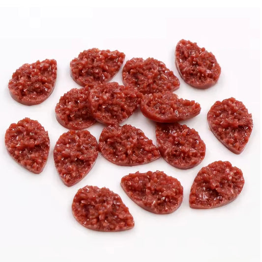 13*18mm Dark Red Textured Teardrop, Glue on, Resin Gem (Sold in Pair) Resin Gems