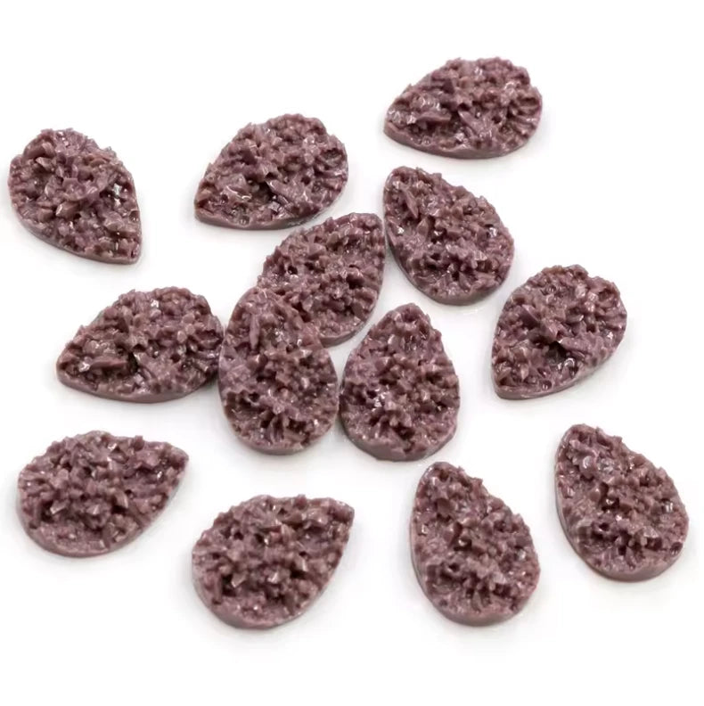 13*18mm Brown Textured Teardrop, Glue on, Resin Gem (Sold in Pair) Resin Gems