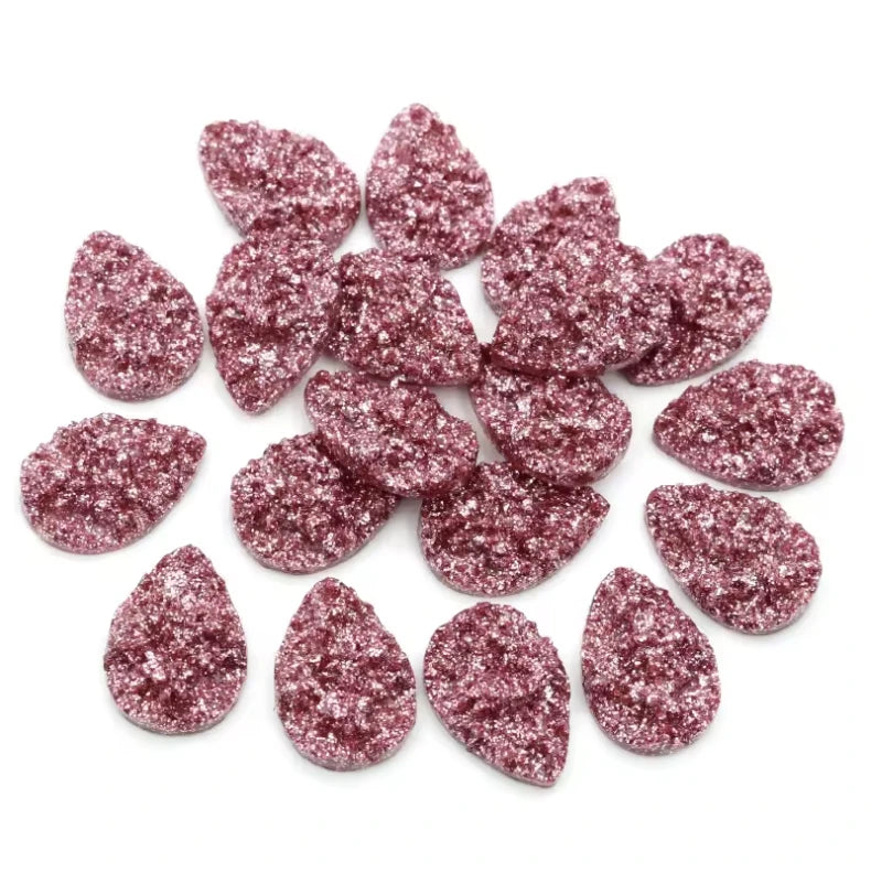 13*18mm Metallic Cheyenne Pink Textured Teardrop, Glue on, Resin Gem (Sold in Pair) Resin Gems