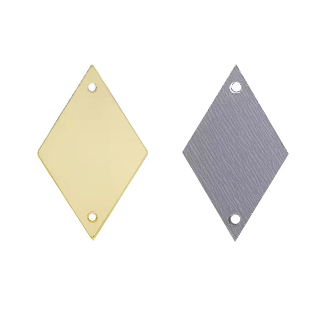 10*25mm Gold Coloured Reflective Mirror, Rhombus Diamond Shaped, Sew on, Mirror Gem (Sold in Pair) Resin Gems