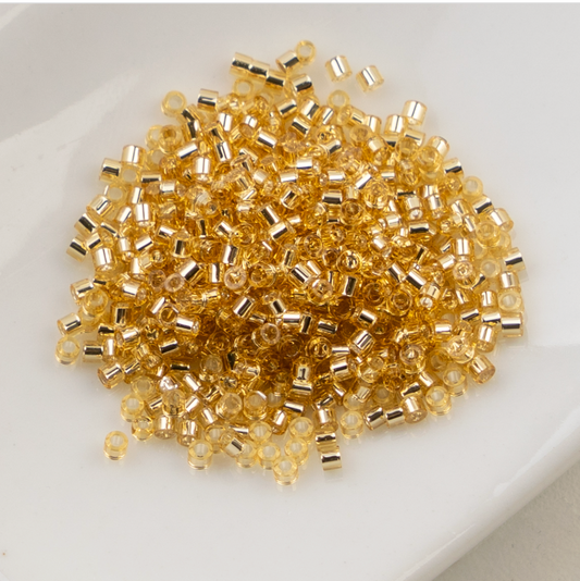 Cylin Bead 11/0 25g Bag Gold Silver lined Cylin Beads John Beads