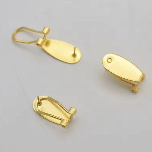 8.5*18.5mm 24Kt Gold Plated, Fingernail Lever back Earring Posts, Findings Studs, (Sold in Pair) Sundaylace Creations & Bling