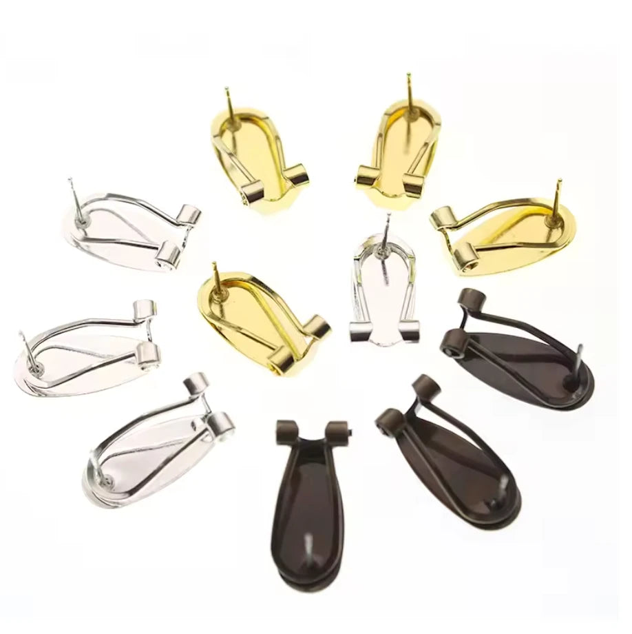8.5*18.5mm Silver/Gold/Rose Gold Color Fingernail Lever back Earring Posts, Findings Studs Sundaylace Creations & Bling