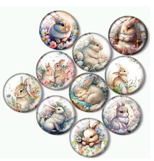 20mm "Easter Bunnies SET" Cute Cartoon Printed Cab, Glue on, Resin Gems (Sold in 5 pair) Sundaylace Creations & Bling