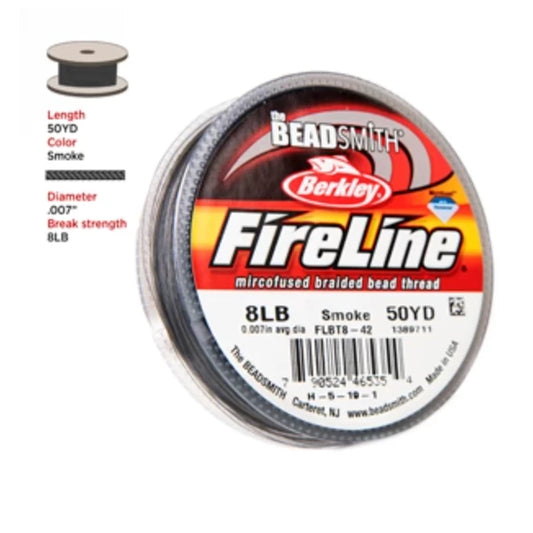 8lb Smoke FireLine Braided Beading Thread- 50 yard stool, Basics Thread