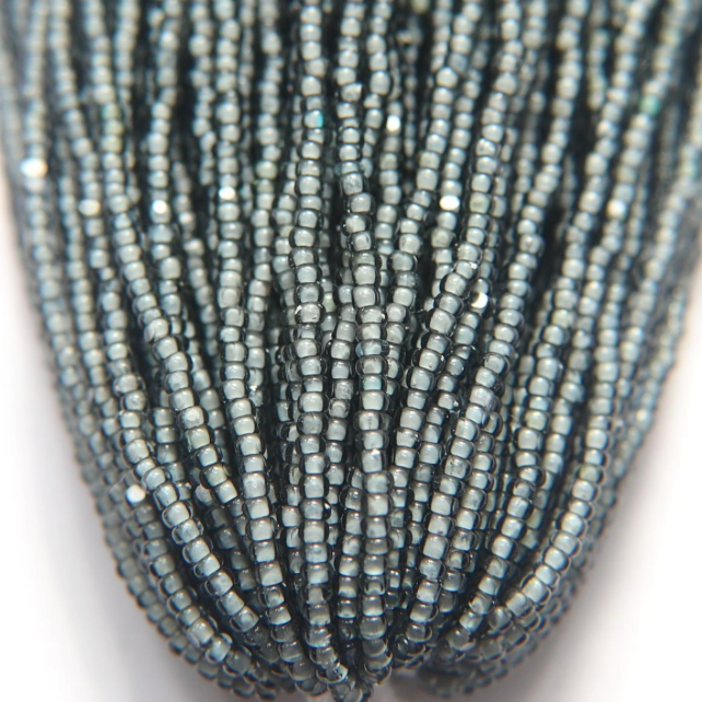 11/0 Charlotte Cut Seed Bead - Grey White Lined (10g) India Sheen Charlotte Cut Seedbeads