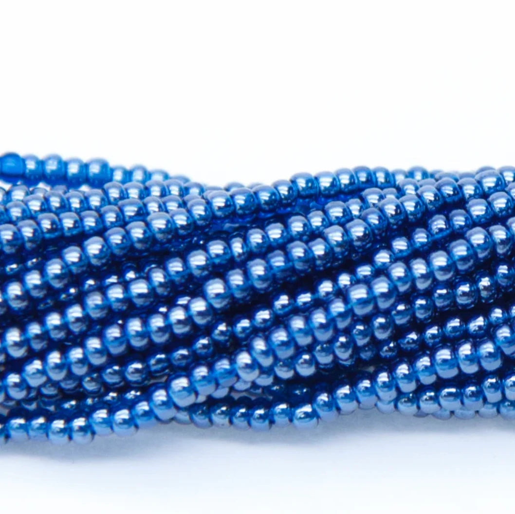 11/0 Montana Blue Aurora Luster, Preciosa Seed Beads *Hank #11SB369-T 11/0 Preciosa Seed Beads
