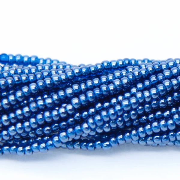 11/0 Montana Blue Aurora Luster, Preciosa Seed Beads *Hank #11SB369-T 11/0 Preciosa Seed Beads
