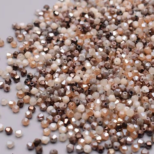 4mm Mixed Cafe Latte colour, Grade AAA Bicone Beads (200pcs) Bicone/Rondelle