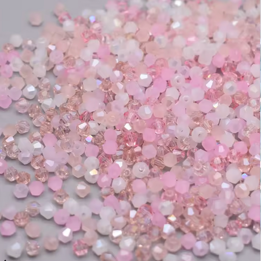 4mm Mixed Pink colour, Grade AAA Bicone Beads (200pcs) Bicone/Rondelle