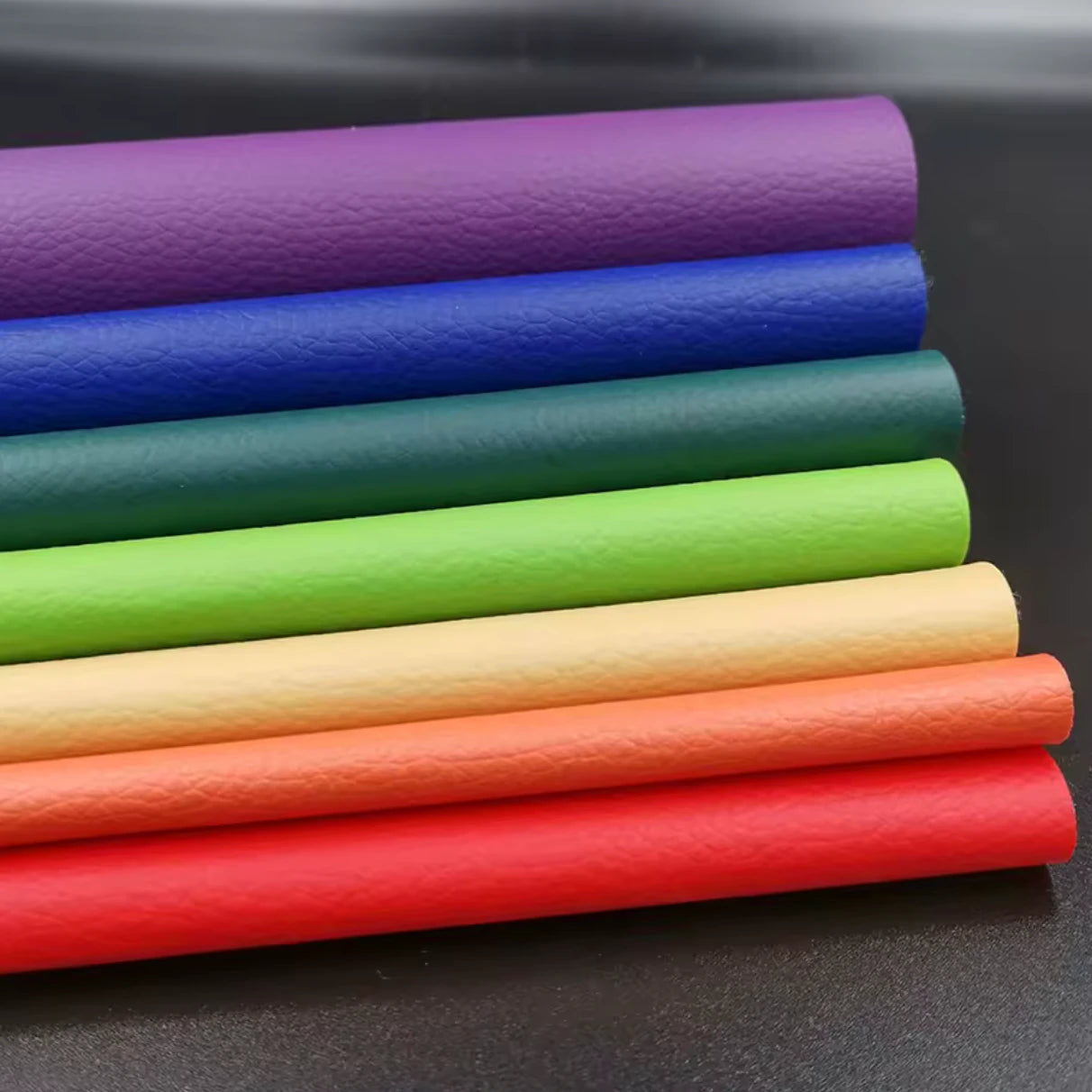 20*30cm "Rainbow Vibes" 7 Sheet Set Leather Texture Finish, Leatherette Sheet, Bulk Leatherette