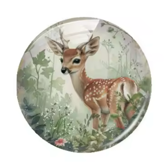 20mm Bambie in Woods Cartoon Printed Cab, Glue on, Resin Gems (Sold in pair) Sundaylace Creations & Bling