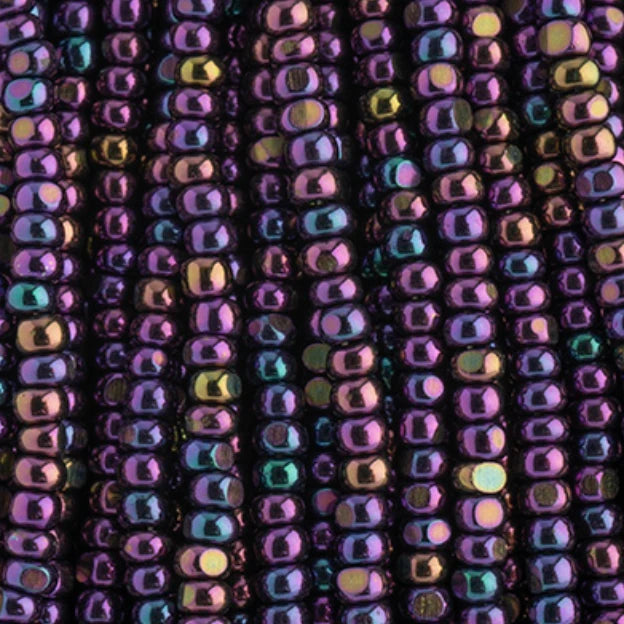 13/0 Czech Seed Bead- Metallic Purple AB Strung, 13g *Short Hank Preciosa Ornela
