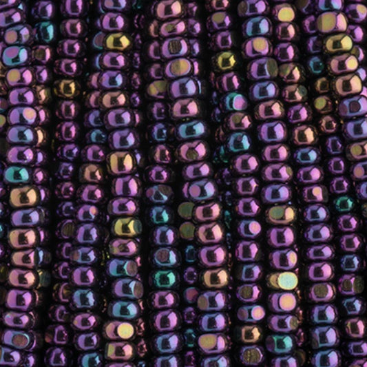 13/0 Czech Seed Bead- Metallic Purple AB Strung, 13g *Short Hank Preciosa Ornela