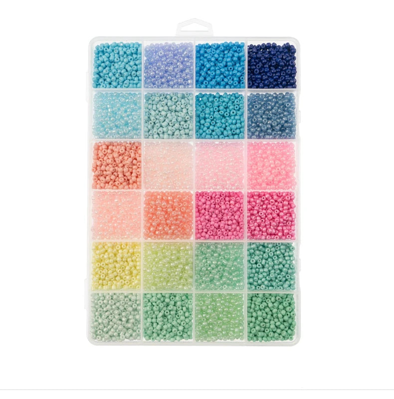 Pastel Dream Bead Box - 24 Colors Glass Seed Beads 8/0 - 300g, Promotions Sundaylace Creations & Bling