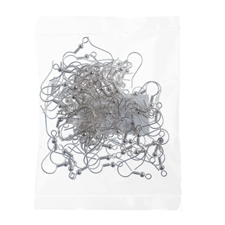 Silver (Brass/Tin) Colour Earring Fish Hook 100pcs, Basics Sundaylace Creations & Bling