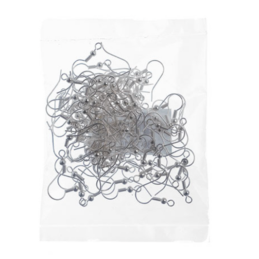 Silver (Brass/Tin) Colour Earring Fish Hook 100pcs, Basics Sundaylace Creations & Bling
