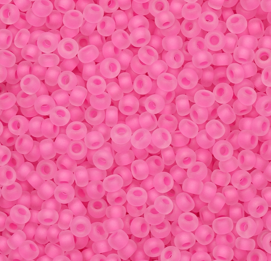 10/0 Frosted (Matte) Neon Pink Crystal Colour Lined, Preciosa Seed Beads 10/0 Preciosa Seed Beads
