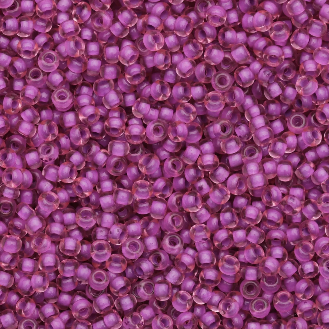 10/0 Violet-Pink Colour lined Dyed Terra , Preciosa Seed Beads 22g 10/0 Preciosa Seed Beads