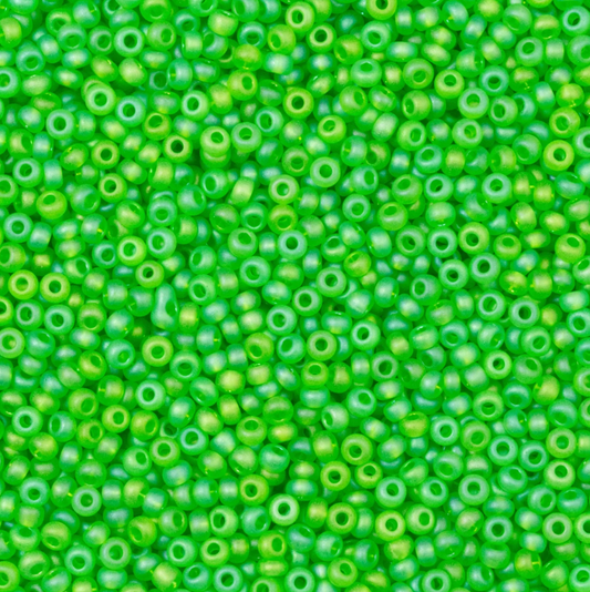 10/0 Transparent Matt Light Green AB, Preciosa Seed Beads 22g 10/0 Preciosa Seed Beads