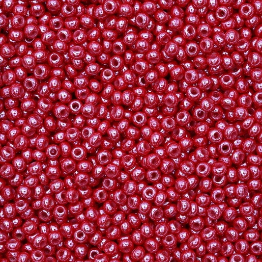 10/0 Dark Red LUSTER Opaque, Preciosa Seed Beads 22g 10/0 Preciosa Seed Beads