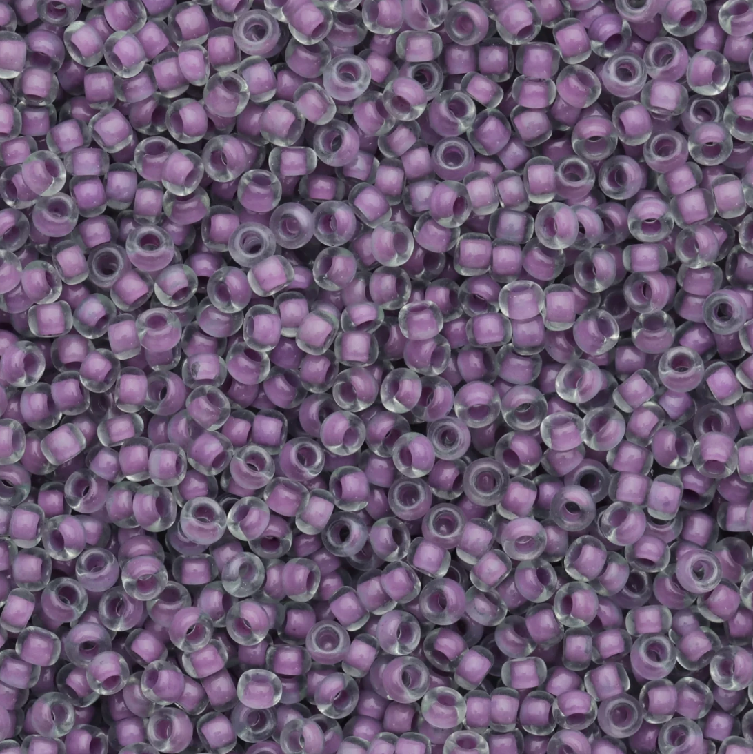 10/0 Purple/Pale Green Colour lined Dyed Terra, Preciosa Seed Beads 22g 10/0 Preciosa Seed Beads