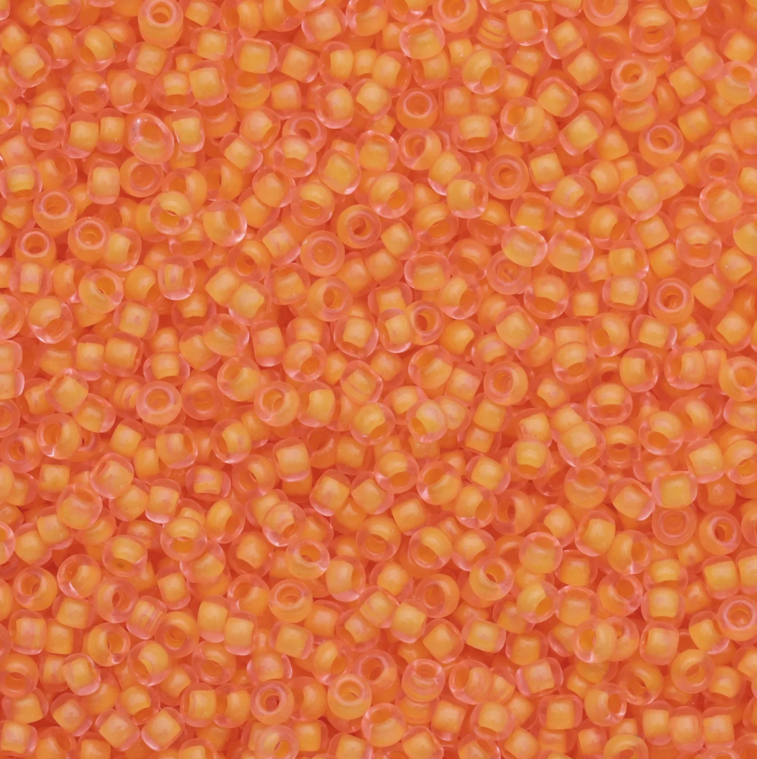 10/0 Orange/Yellow Colour lined Dyed Terra, Preciosa Seed Beads 22g 10/0 Preciosa Seed Beads