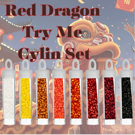 "Red Dragon" Try Me Set, 8 x (5g) 11/0 Cylin Beads, Promotions Cylin Bead 11/0