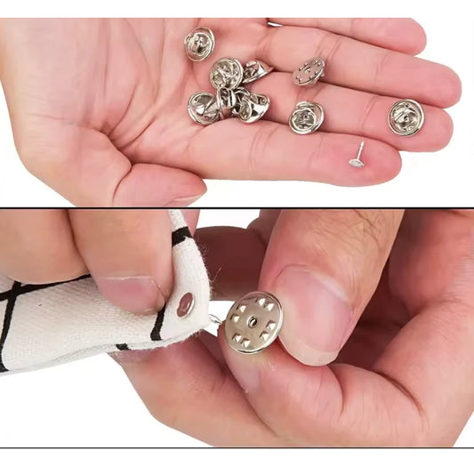 12mm Silver Metal Locking Pin Back Brooch Badge Holder, 100 pcs Basics Findings
