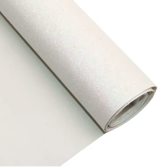 20*30cm Glitter White, Glitter Leatherette Sheet Leatherette