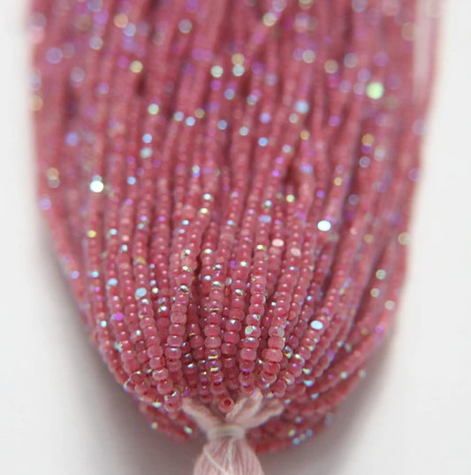 11/0 Charlotte Cut Seed Bead - Patina Opal Neon Berry Pink AB 10g