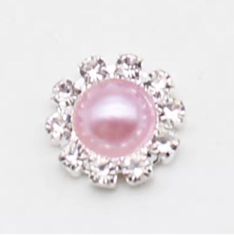 10mm Light Purple Pearl Rhinestone Framed Glue On Flat Back Gems (Sold in Pair) Resin Gems
