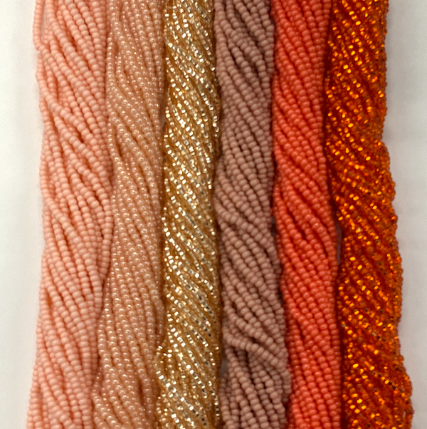 "So Peachy" 🍑 6 x 11/0 Czech Seedbead Hank Bundle Set, Promotions 11/0 Preciosa Seed Beads