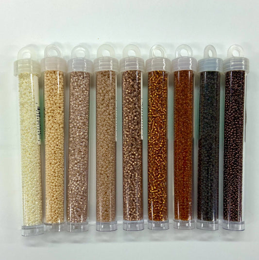 "Blush Neutral" Tan Tone 11/0 Miyuki Seedbeads x 9 vials, Bundle Promotions