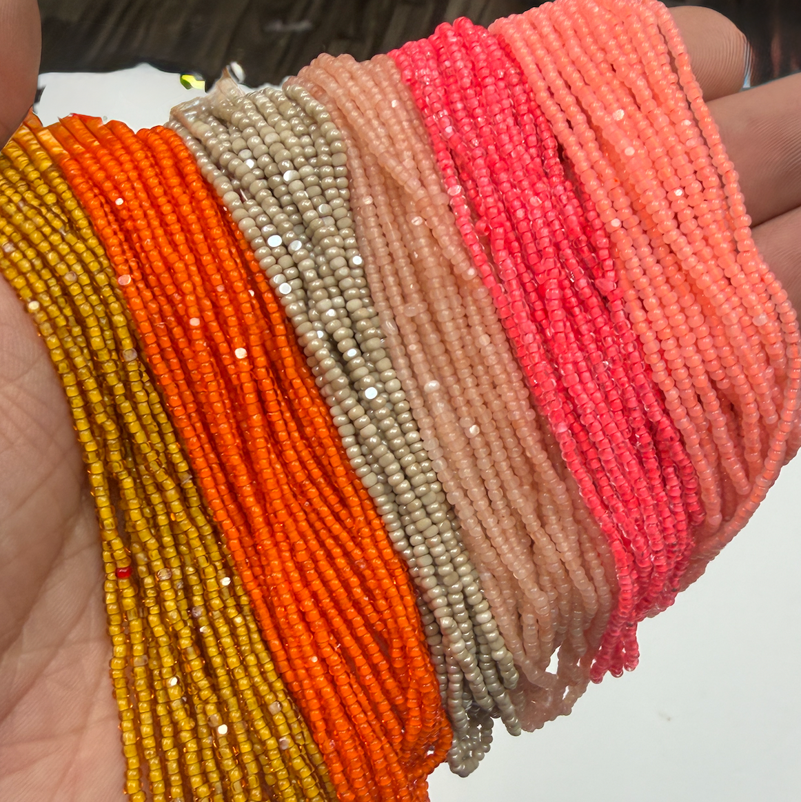 "Golden Hour Glow" Orange 6 x 11/0 Charlotte Seedbeads (10g) Hank Bundle, Promotions India Sheen Charlotte Cut Seedbeads
