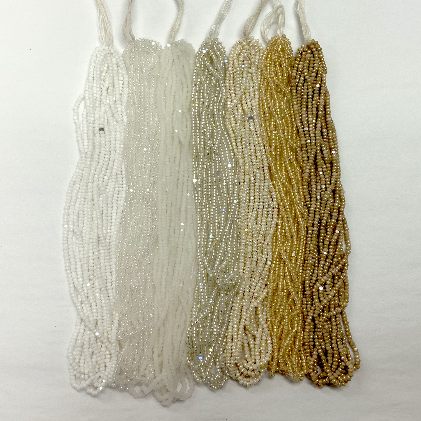 "Ivory Glow" 7 x 11/0 Charlotte India Bead Hank (10g) Bundle, Promotions India Sheen Charlotte Cut Seedbeads