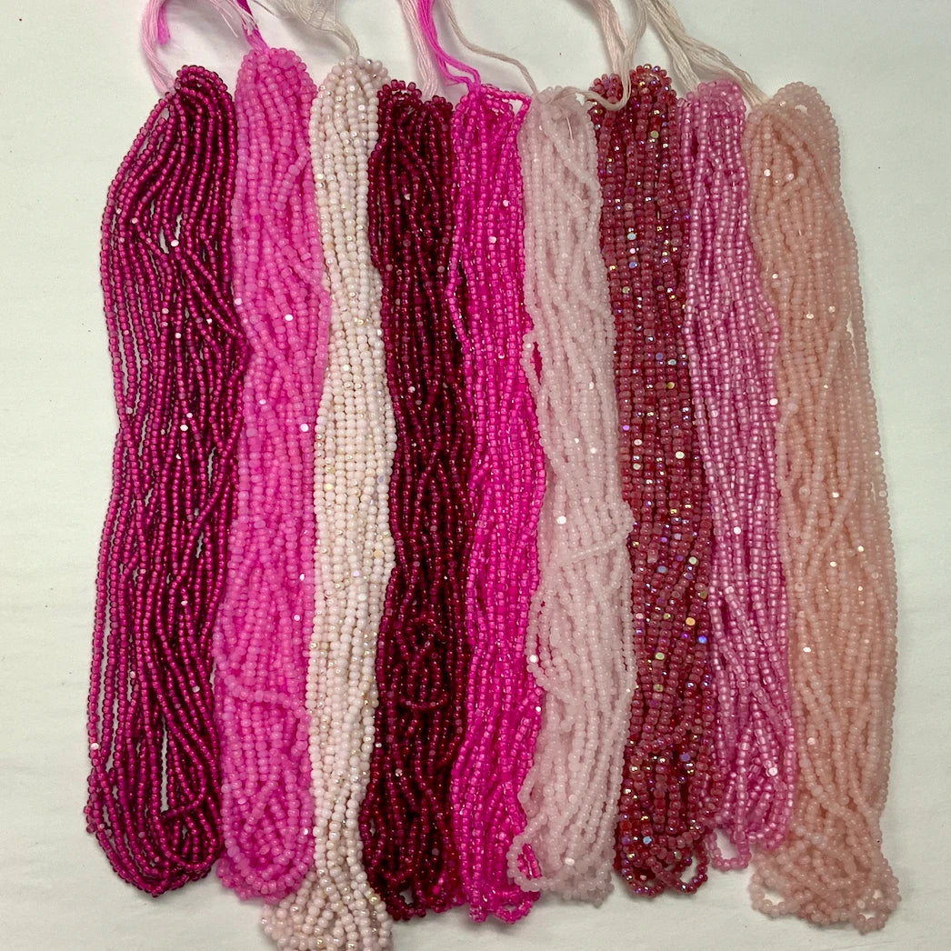 "Pretty in Pink" 9 x 11/0 Charlotte India Bead Hank (10g) Bundle, Promotions India Sheen Charlotte Cut Seedbeads