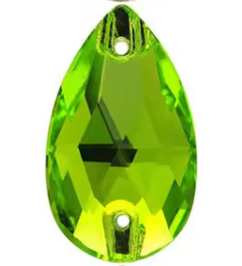 17*28mm Apple Green Teardrop, High Quality sew on, Fancy Glass Gem (Sold in Pair) Fancy Glass Gems