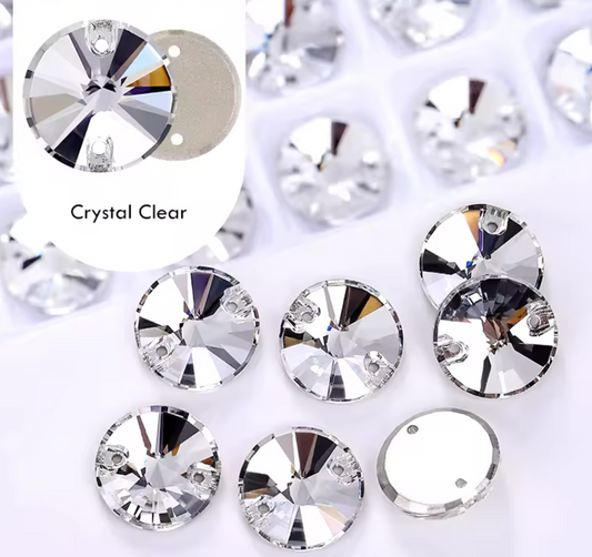 10mm Clear Crystal High Quality Rivoli, , Sew on, Fancy Glass Gem (Sold in Pair) Fancy Glass Gems