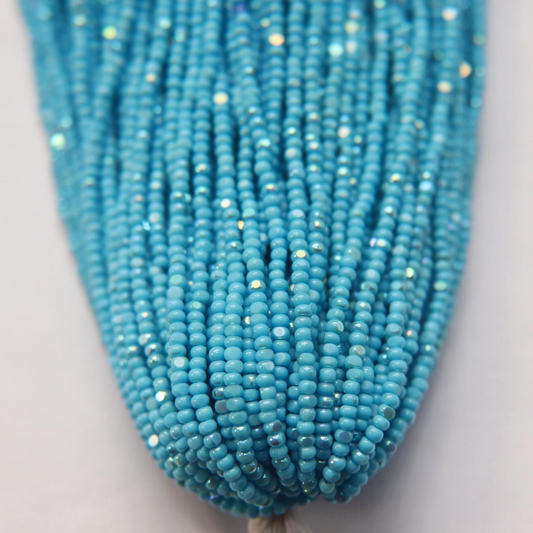11/0 Charlotte Cut  Seed Bead- Patina Turquoise Light Blue Aurore Boreale   *10g LOOSE* (Copy) India Sheen Charlotte Cut Seedbeads